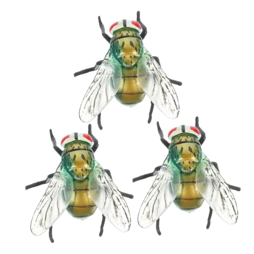 KOMBIUDA 3 Stück Realistische Kunststoff Fliegen Figuren Teiliges Täuschend Echte Insektenmodelle für Pädagogisches Spiel Sammeln und Halloween Deko Leicht und Detailgetreu für von KOMBIUDA