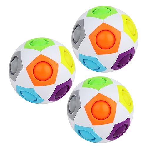 KOMBIUDA 3 Stück Regenbogen Cube Puzzle Ball aus Leichtes Fidget für Fördert Logisches Denken Hand Auge Koordination und Farbsensibilität als Stressabbau und Lernspielzeug von KOMBIUDA