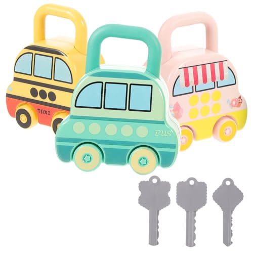KOMBIUDA 3 Stück Teiliges Lernspielzeug für Kleinkinder Interaktives Schloss und Schlüsselset mit Bus Eiswagen und Schulbus Pädagogisches Hand Augen Koordination und Feinmotorischen KOMBIUDA 3 Stück Teiliges Lernspielzeug für Kleinkinder Interaktives Schloss und Schlüsselset mit Bus Eiswagen und Schulbus Pädagogisches Hand Augen Koordination und Feinmotorischen von KOMBIUDA