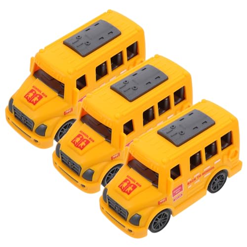 KOMBIUDA 3 Stück Trägheitsbus Miniatur-Autospielzeug Kinderspielzeug Autospielzeug für Kleinkinder Spielzeugauto ziehen Kinderauto Cartoon-Push-Auto Plastik Yellow von KOMBIUDA