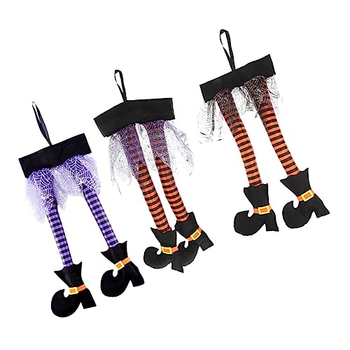 KOMBIUDA 3 Teiliges Hexenbein Ornament Requisiten Halloween Hängende Hexenbeine Halloween Dekorationen Für Den Innenbereich Halloween Hexenbeine Böse Hexenbeine Gruseliges von KOMBIUDA