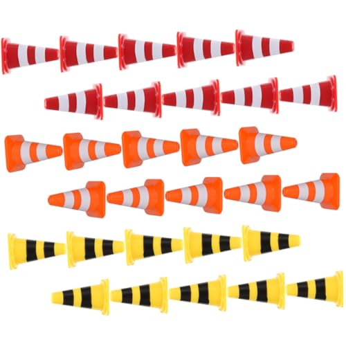 KOMBIUDA 30 Stück Teiliges Mini verkehrskegel Rot Gelb und Orange Kindgerechtes Lernspielzeug für Verkehrssicherheit Straßenverkehrszeichen und Straßensperren Pädagogisches Rollenspiel von KOMBIUDA
