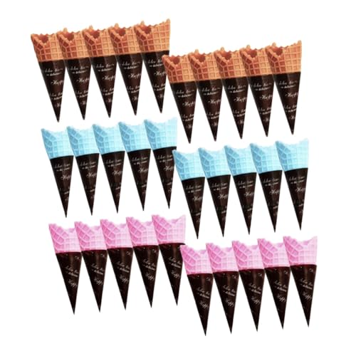 KOMBIUDA 30stücke Teiliges Realistischen Eiscreme-waffeln Dekorative Mini- Für -projekte Geeignet Für Puppenhäuser Bastelarbeiten Und Foto-Requisiten Braun Blau von KOMBIUDA