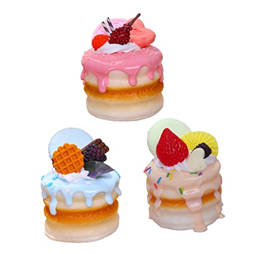 KOMBIUDA 3Stücke Teiliges Künstliche Tortenmodelle Realistische Doppel-etagentorten für Fotografie und Spielzeug Lifelike Fake Cakes in Gemischten Farben von KOMBIUDA