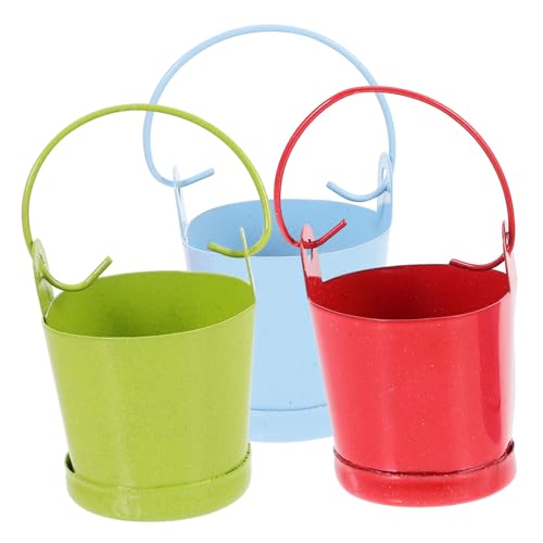 KOMBIUDA 3st Mini-blecheimer Puppenhaus-tapete Miniatur Dinge Zubehör Für Babypuppen Kleine Körbchen Zimmerpflanzen Mini-Eimer Partyartikel Kleiner Eimer Mini-sandeimer Weißblech von KOMBIUDA