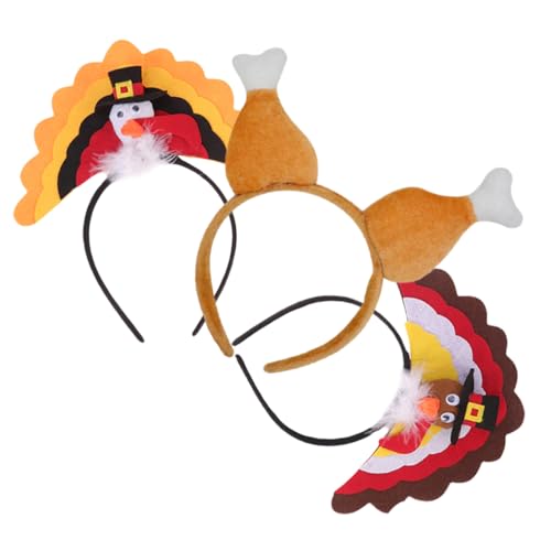 KOMBIUDA 3st Thanksgiving-stirnband Truthahn-kostüm-kopfbedeckung Tierische Kopfbedeckung Tierkopfschmuck Herbst-stirnband Thanksgiving-party-kopfbedeckung Stoff Haar Kleidung von KOMBIUDA