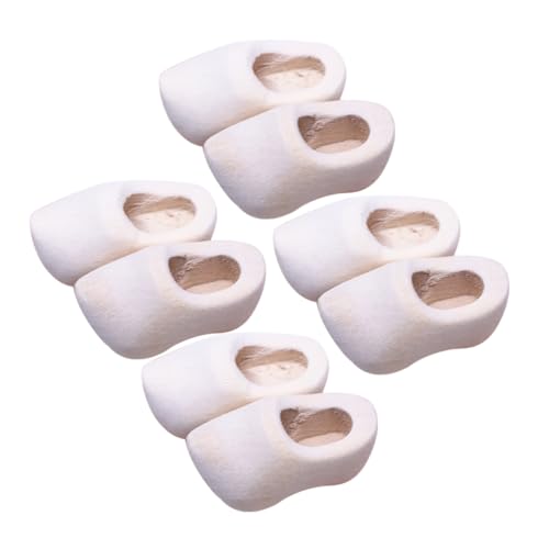KOMBIUDA 4 Paare Holzschuhe Schlüsselbund bastelset Mini-Holzschuhe Simulation Holzschuhe puppenhaus Handwerk Dekoration Mini-Hausschmuck Mini-Ornament hölzern Weiß von KOMBIUDA