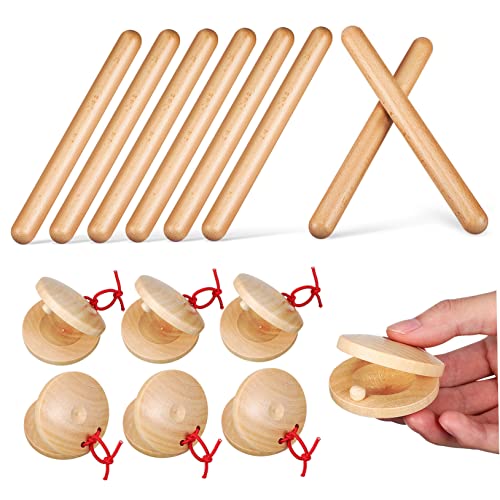 KOMBIUDA 4 Paare Rhythmus Sticks für Holz Rhythmusstäbe Holz Kastagnetten Musikinstrument für Frühe Musikalische Bildung für Schule und Partys KOMBIUDA 4 Paare Rhythmus Sticks für Holz Rhythmusstäbe Holz Kastagnetten Musikinstrument für Frühe Musikalische Bildung für Schule und Partys von KOMBIUDA