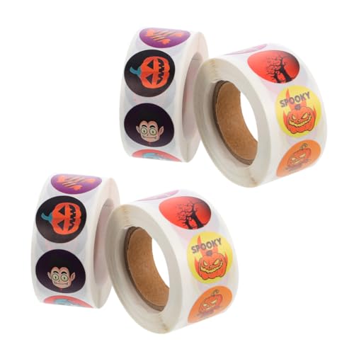 KOMBIUDA 4rollen Halloween Aufkleber Lustige Cartoon Sticker Für Briefumschlagversiegelung Runde Druckaufkleber Für Partydekoration von KOMBIUDA