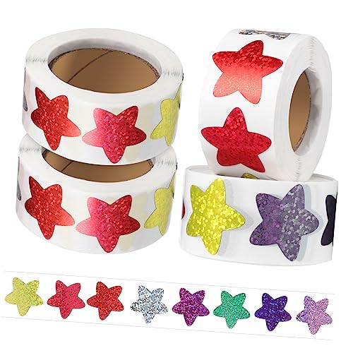 KOMBIUDA Stern-Aufkleber-Set Für Kinder 4 Rollen Selbstklebende Belohnungsaufkleber Klassenzimmer- Mini-Aufkleber-Pack von KOMBIUDA