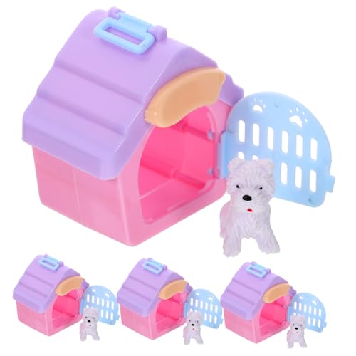 KOMBIUDA 4 Sätze Tierzwinger stylingbã¼rsten Haustierhaus mit Hundemodell Spielzeughausdekoration -Hundehütte Hundehemden kleines -Layout- Mini-Haustierkäfigmodell Plastik von KOMBIUDA