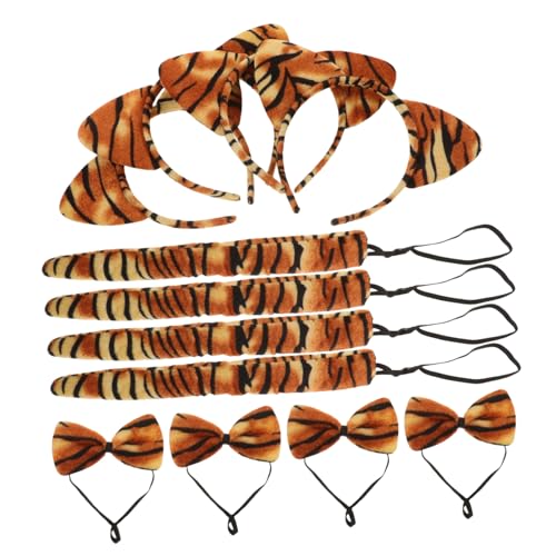 KOMBIUDA 4 Sätze Tiger Haarreif mit Ohren Krawatte und Leichtes Bühnen tanzkostüm accessoire Cosplay Stabiles Material Kreative Tierohren für Kostümparty von KOMBIUDA