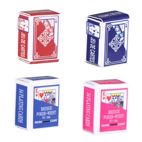 KOMBIUDA 4 Satz Mini-Spielkarten winzige Möbel Poker Kartenspiel Zubehör für Puppenhäuser Miniaturen Mini-Kartenspielparty Minikarten neuartige Spielkarten von KOMBIUDA
