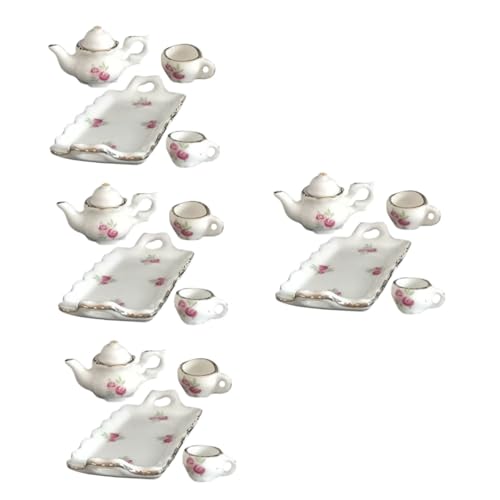 KOMBIUDA 4 Sets Puppenhaus Teeservice Teetassen Marken Spielzeug Zubehör Teesieb Play Home Bechersets Servierutensilien Teetassen Mädchenspielzeug Miniatur Mini Teegeschirr von KOMBIUDA