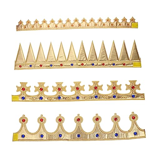 KOMBIUDA 4 Stück Dekorative Krone Goldkronen Für Halloween-königskrone Cosplay-requisiten Für Goldene Krone Geburtstag Landschaft Requisit Kronen-stirnband Für Tuch von KOMBIUDA