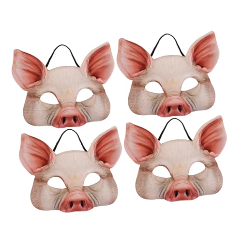 KOMBIUDA 4 Stück Halbe Tiermaske Schwein aus Leichtem EVA Atmungsaktiv für Halloween Karneval Rollenspiel Kostüm Zubehör für Party und Maskerade von KOMBIUDA