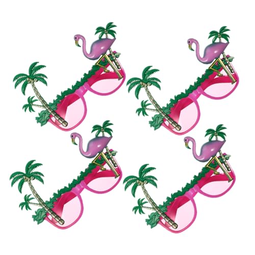 KOMBIUDA 4 Stück Hawaii Partybrillen mit Flamingo und Kokosbaumdesign Lustige Leichte Sonnenbrillen für Strand Pool und Luau Feiern Auffälliges Partyzubehör für Sommer Events von KOMBIUDA
