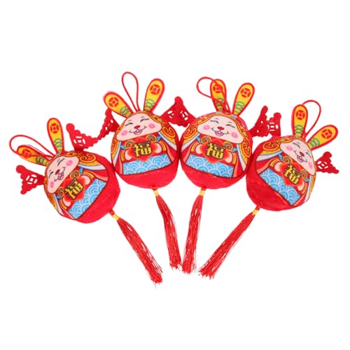 KOMBIUDA 4 Stück Jahr des Kaninchen Maskottchens Kinderspielzeug Plüschhase Plüschkaninchen Ornament Hase Plüschtier Plüschpuppe Plüschkaninchen Puppe Hasenpuppe Kinderkaninchen von KOMBIUDA