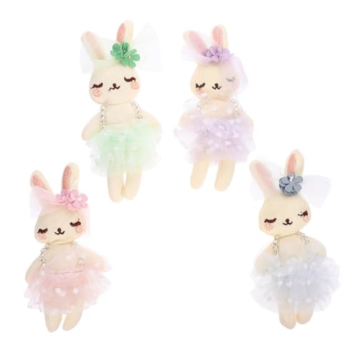 KOMBIUDA 4 Stück Kaninchenpuppe Hasen-plüschtiere DIY-Stirnband-Kaninchen-Ornament Kleine Hasenpuppe Kleine Kuscheltiere Kuscheltiere Zubehör Für Kopfbedeckungen Kaninchen Plüsch Stoff von KOMBIUDA