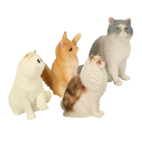 KOMBIUDA 4 Stück Katzenmodell Haustier Figuren dekorative Katzendekoration Katzenfigur kleine Katze schmücken Katzenverzierung kleine Katzendekoration Desktop-Dekoration Plastik von KOMBIUDA