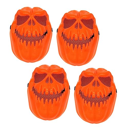 KOMBIUDA 4 Stück Maske Halloween Voll Halloween-horror Schreckliche Gesichtsbedeckung Halloween-cosplay Halloween-kostüm Für Halloween -ornamente Party Gefälligkeiten Plastik Orange von KOMBIUDA