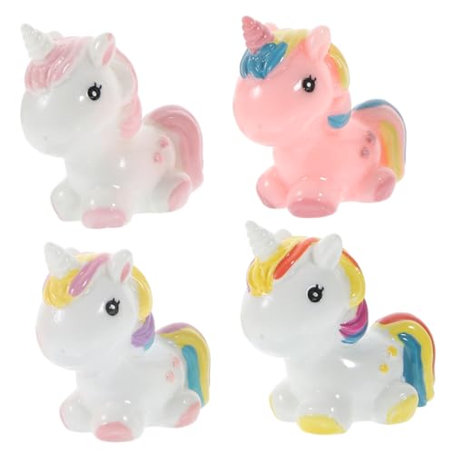 KOMBIUDA 4 Stück Mikrolandschaftsdekoration Wandtattoos Dekorationsfest Plüsch Aufkleber miniaturfiguren miniaturen Figuren tortendekoration Einhorn Miniatur Gartendekor Harz von KOMBIUDA