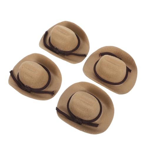 KOMBIUDA 4 Stück Mini Cowboyhut Miniatur Westernhut Cowboyhüte Mini Miniaturhut Winzige Cowboyhüte Zum Basteln Cowboy Winzighüte Western Miniatur Dekoration Spielzeughut von KOMBIUDA