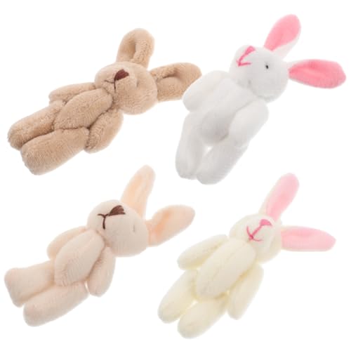 KOMBIUDA 4 Stück Mini Plüsch Hasen Ornamente Mini Hasen Puppen Schlüsselanhänger Miniatur Stofftiere Hase Mini Hängehasen Puppen Winziger Hase Mit Kurzem Schlüsselband von KOMBIUDA