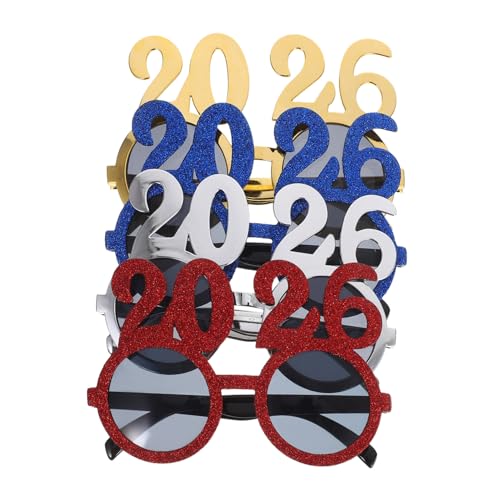 KOMBIUDA 4 Stück Partybrillen Bunte Neujahrsbrillen mit Glitzernummern für Silvester Foto Requisiten Festliche Accessoires für Feiertagsfeiern und Partys von KOMBIUDA