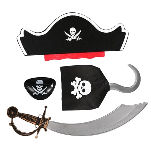 KOMBIUDA 4-teiliges Piraten-set Mit Haken Augenklappe Hut Und Entermesser Für Halloween Cosplay Und Piraten-partys von KOMBIUDA