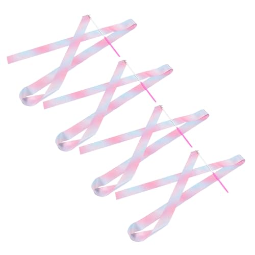 KOMBIUDA 4 Stück Rhythmische Gymnastikbänder Rhythmischer Übungsstab Rhythmischer Übungsstab Gymnastikstab Werkzeug Gymnastikgeräte Keulen Gymnastikbänder Funkelndes Band Polyester von KOMBIUDA