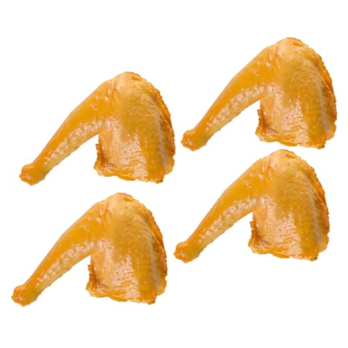 KOMBIUDA 4 Stück Simulierte Hühnerflügel Food-Modell Künstliche Hühnerbeine Beinmodell Simuliertes Essensdekor Verschleißfestes Lebensmittelmodell Künstliche Beine Falsches Bein PVC Yellow von KOMBIUDA