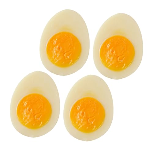 KOMBIUDA 4 Stück Simulierte gekochte Eier realistisches Ei gekochtes Ei Requisite falsches Modelle Eiermodell für die Küche gefälschtes Essen Lebensmittel Requisiten gesalzene Enteneier PVC von KOMBIUDA