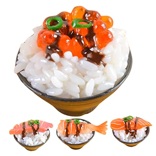 KOMBIUDA 4 Stück Simulierter Sushi-Reis Gefälschtes Essen Spielküchenzubehör Wasserschale Aus Reispapier Künstliche Sushi-Ausstellung Reis Schimmel Hai-Sushi-Platte Sushi-Hersteller PVC von KOMBIUDA