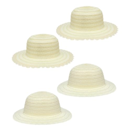 KOMBIUDA 4 Stück Teiliges DIY Strohhut Weiß Blanko Kappe Kreativ Basteln Bemalen Sommer Strand Sonnenhut Jungen Mädchen Künstlerischer Fähigkeiten Sonnenschutz von KOMBIUDA