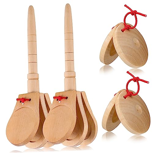 KOMBIUDA 4 Stück Teiliges Holz Kastagnetten Tragbare Finger Percussion Instrumente für Musikalische Früherziehung Klarer Leicht zu Bedienen Geeignet für Musikunterricht und KOMBIUDA 4 Stück Teiliges Holz Kastagnetten Tragbare Finger Percussion Instrumente für Musikalische Früherziehung Klarer Leicht zu Bedienen Geeignet für Musikunterricht und von KOMBIUDA