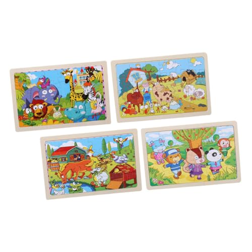 KOMBIUDA 4 Stück Teiliges Holzpuzzle für Kleinkinder Lernspielzeug mit Tiermotiven Pädagogisches Holzspielzeug Hand Augen Koordination und Feinmotorik für Interaktives von Eltern und von KOMBIUDA