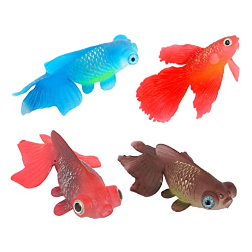 KOMBIUDA 4 Stück Teiliges Luminous Goldfish Aquarium Dekoration Realistische Kunstfische für Fischtank Umweltfreundliches Silikon für Naturgetreue Aquariengestaltung von KOMBIUDA