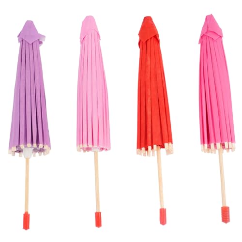 KOMBIUDA 4 Stück Teiliges Mini Papier Regenschirm Bunte DIY Dekoration für Kindergarten und Bastelprojekte Stabile Handbemalbare Miniatur Sonnenschirme als Hängende Geschenkaccessoires von KOMBIUDA