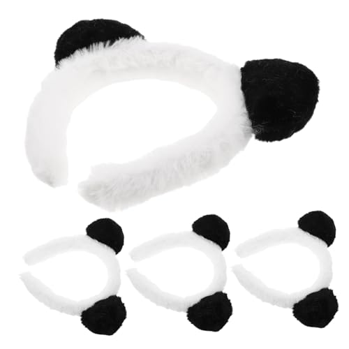 KOMBIUDA 4 Stück Teiliges Panda Ohren Haarband Niedliches Tier-kostümzubehör für Karneval Halloween Wiederverwendbares Vielseitiges Cosplay Stirnband für Mottopartys und von KOMBIUDA