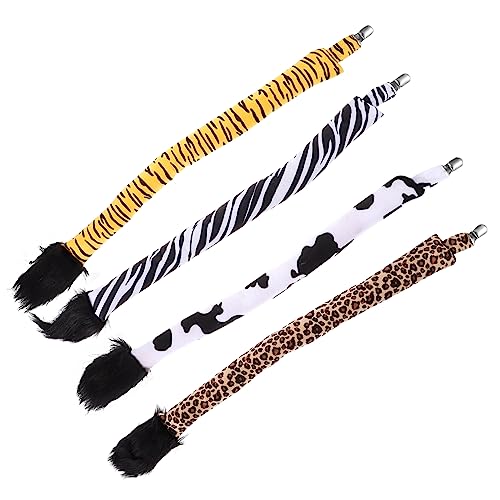 KOMBIUDA 4 Stück Teiliges Tierkostüm aus Strapazierfähigem Leichtes Cosplay Party Zubehör mit Kuh Tiger Leopard und Zebra für Halloween und Kostümpartys von KOMBIUDA