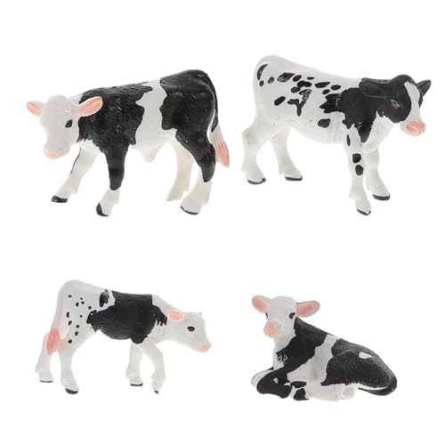KOMBIUDA 4-teiliges Realistisches Kuhfiguren-Set Für Die Wahrnehmung Von Kindern Bauernhoftier-Spielzeug-Set Mini-viehdekor Für Puppenhaus Und Landschaft von KOMBIUDA