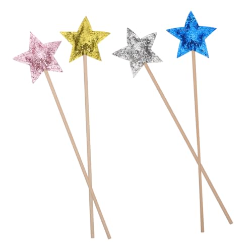KOMBIUDA 4stücke Teiliges Sternenförmiger Feenstab Für Mädchen Glitzernde Zauberstäbe Gold Silber Blau Für Partys Cosplay Und Aufführungen von KOMBIUDA