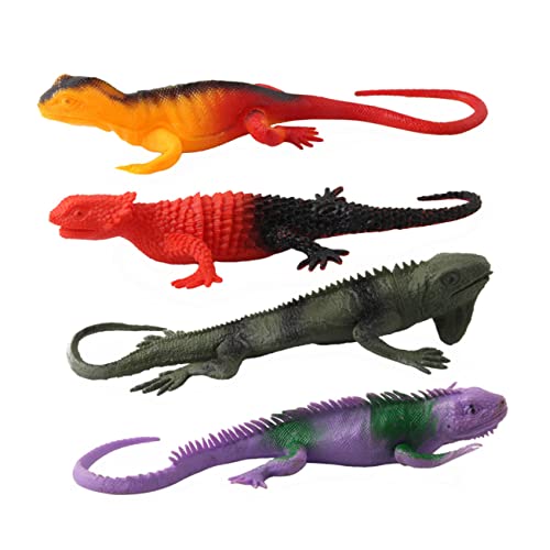 KOMBIUDA 4 Stücke Chamäleon - Dschungeltierfiguren Wildtiermodelle Simulationsdekor Simulation Wilder Tiere Simulationsmodell Wildes Modell Anole Plastik von KOMBIUDA