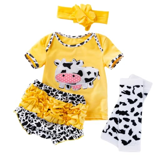 KOMBIUDA 4 Teiliges Set Für Reborn Girl Puppen Niedliches Kuh Muster Outfit Mit T Shirt Und Shorts Für Puppen 50 Puppenkleidung Zubehör KOMBIUDA 4 Teiliges Set Für Reborn Girl Puppen Niedliches Kuh Muster Outfit Mit T Shirt Und Shorts Für Puppen 50 Puppenkleidung Zubehör von KOMBIUDA