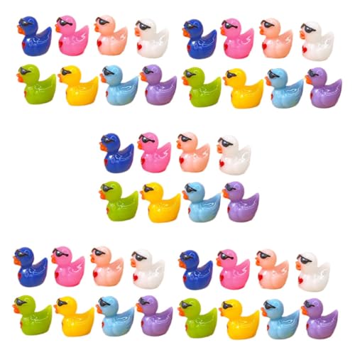 KOMBIUDA 40 Stück Miniatur Entenfiguren aus Robustem Harz Bunte Mini Enten Deko für Garten Aquarium Puppenhaus und DIY Detailreiche Mikro Landschaftsdeko von KOMBIUDA