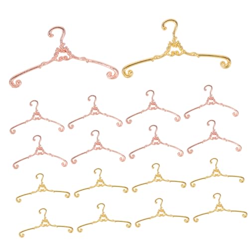 KOMBIUDA 40 Stück Teiliges Mini Kleiderbügel Metall Puppenbügel Vintage Stil Kleine Kleiderstange für Puppenhaus Praktische Mini Kleiderbügel für Puppenkleidung Gold Rosegoldfarbene von KOMBIUDA
