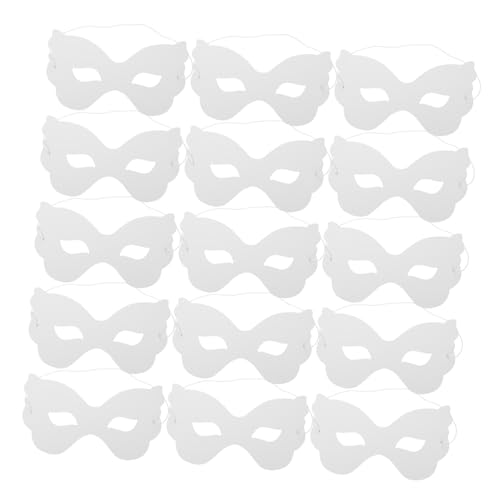 KOMBIUDA 40 Stück Weiße Papiermasken für Bemalbare Halbe Schmetterlings-gesichtsmasken mit Elastischem Band Stabile DIY Maske für Fasching Halloween Kostümparty Kunst und Bastelprojekte von KOMBIUDA