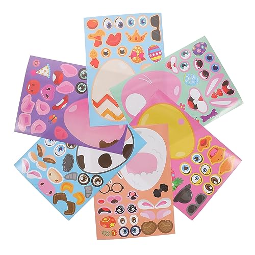 KOMBIUDA 48blätter Osteraufkleber DIY Eier Aufkleber Für Kreative Osterdekoration Spaß Für Ostereier-Spiele Und Partys Farbenfrohe Cartoon-Designs von KOMBIUDA
