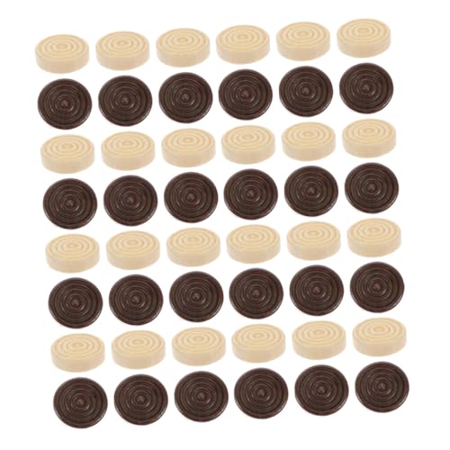 KOMBIUDA 48 Stück Runde Stapelbare Holz-Checkers Spielchips für Brettspiele Brettspielmarker für Reisen Camping Bildung und Freizeit von KOMBIUDA